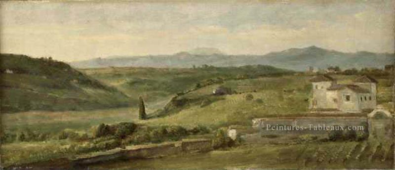 Paysage panoramique avec une ferme symboliste George Frederic Watts Peintures à l'huile